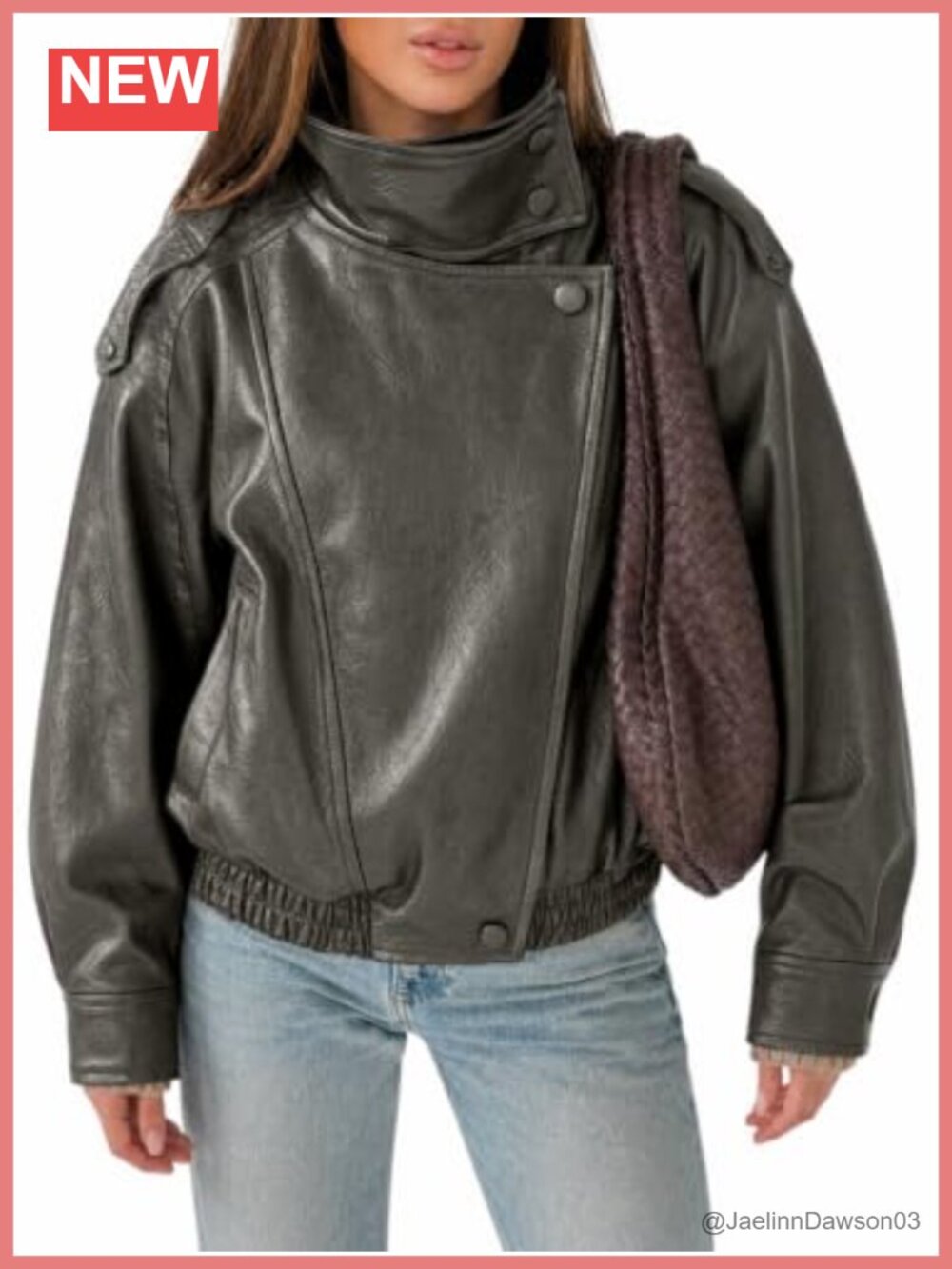 Faux Leather Oversized Zip Up Motor Biker Bomber Jacket